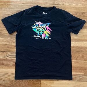 Nike Black Graphic Tee with Pink Accent
